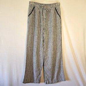 Briggs blue stripe linen blend wide leg pants Sz L